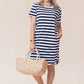 Vacay Dress -Navy With White Stripe