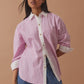 PETA OVERSIZED SHIRT/HIBISCUS PINK TRIPLE STRIPE WHITE COLLAR
