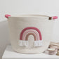 Cotton Rope Embroidered Hamper - Rainbow