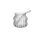 PUNCH RIBBED GLASS CUP WITH STRAW SMALL
