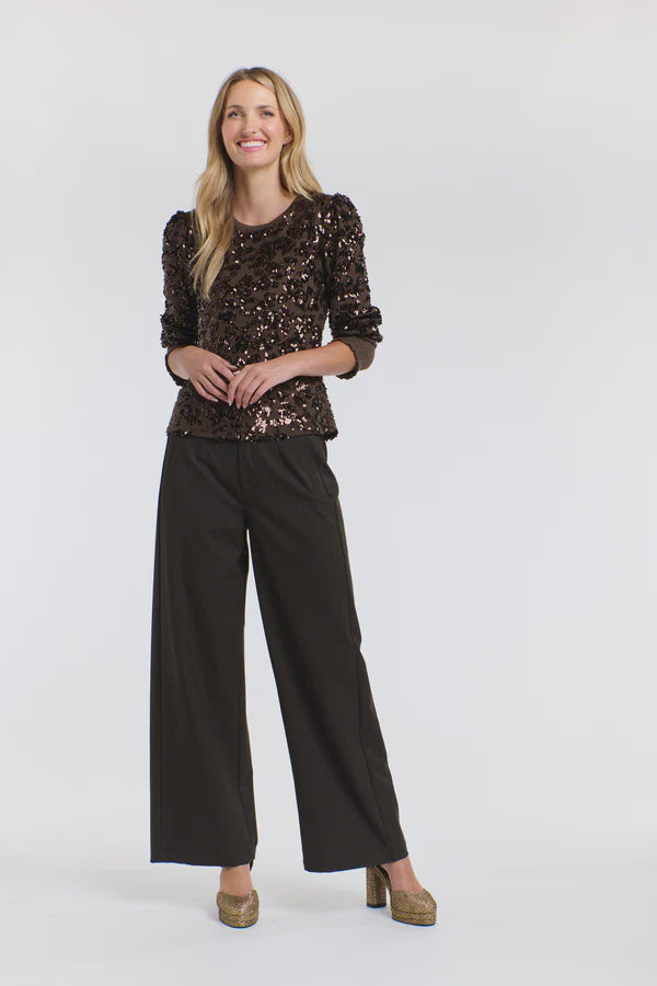 SYDNEY SEQUINS TOP CHOCOLATE