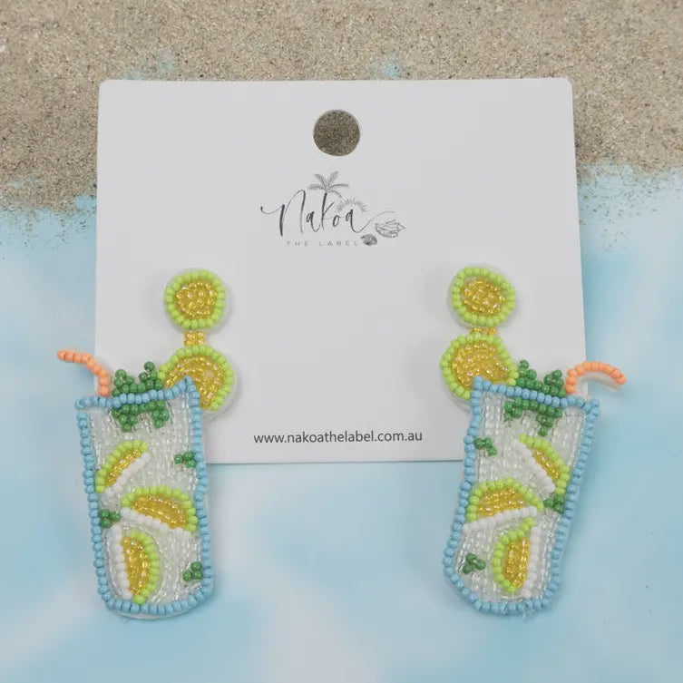 Cocktail Beaded Earrings - Mojito