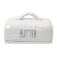WHITE CERAMIC BUTTER DISH