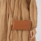 Vegan Leather New Haven Crossbody Wallet - Tan