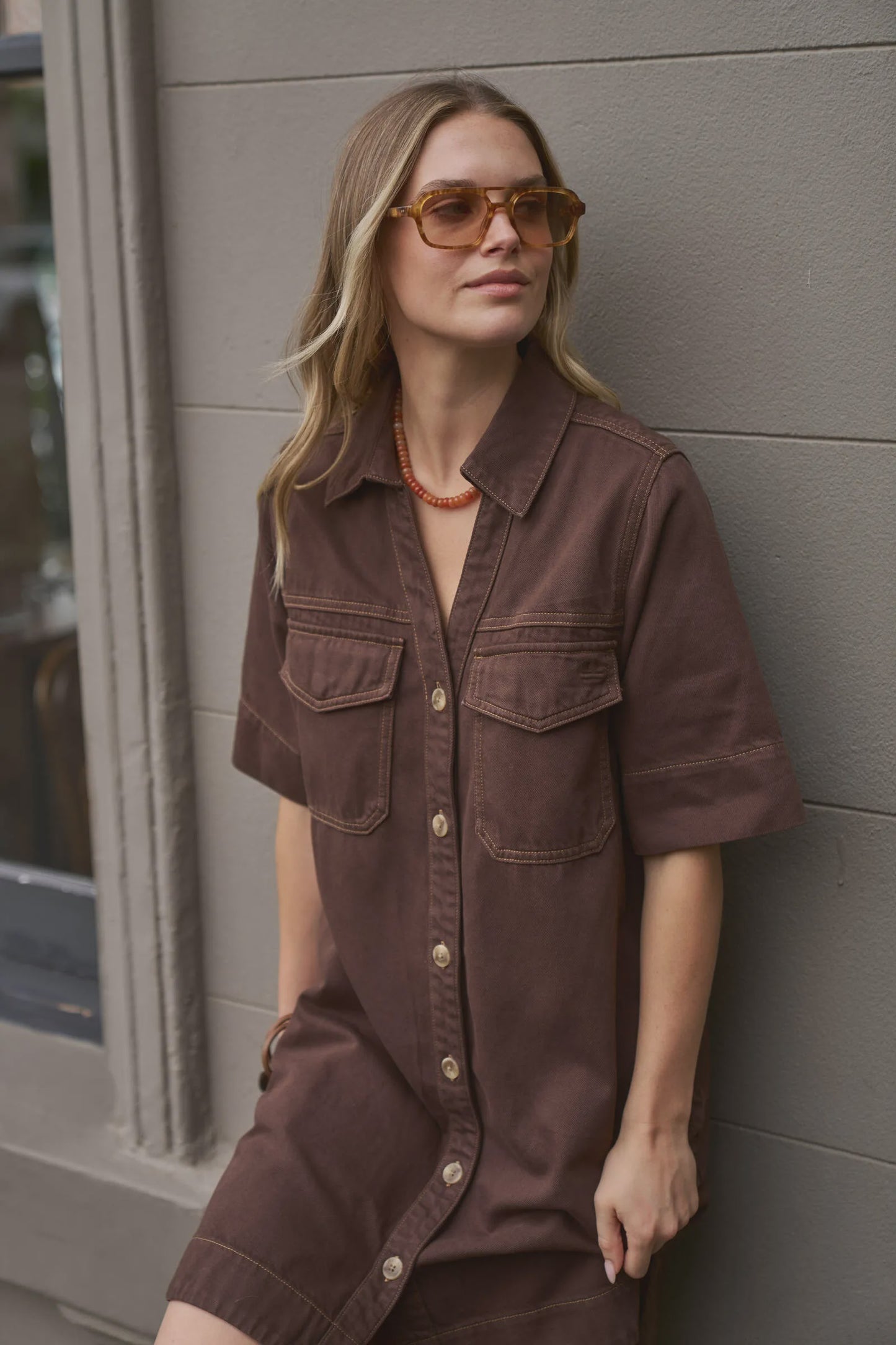 Bonnie Relaxed Shirt Dress  /  Chocolate