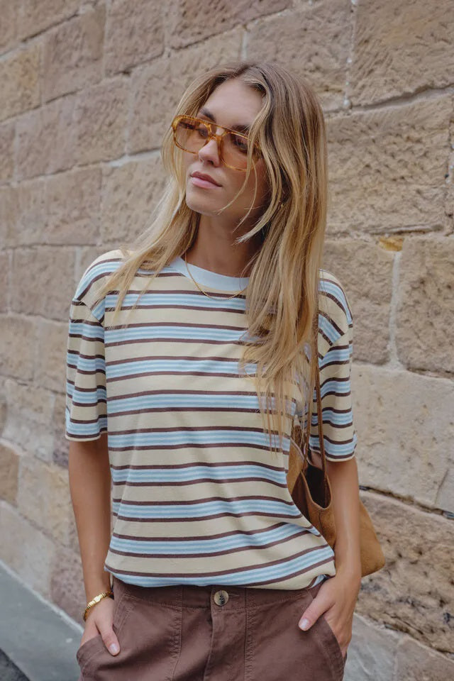STEVIE SLOUCHY TEE / NEW BUTTER BRUNETTE STRIPE