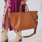 Vegan Leather Los Angeles Oversized Tote Bag - Tan