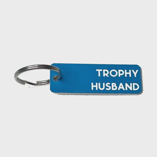 Trophy Husband - Acrylic Key Tag - Blue & White