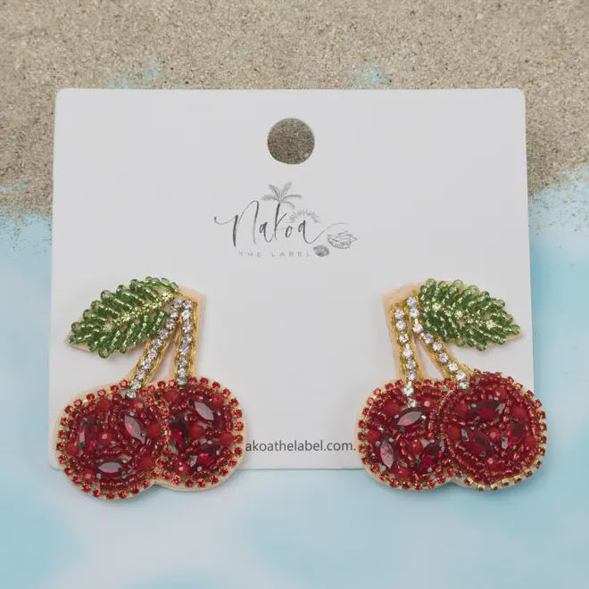 Cherry Beaded Earrings