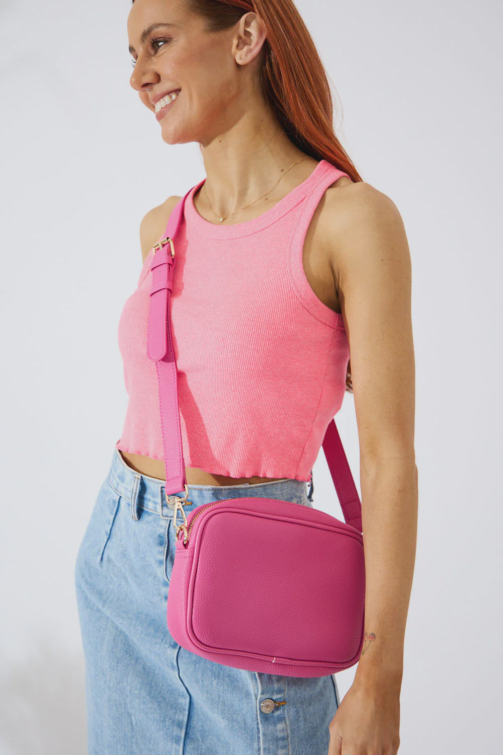 Vegan Leather Sandy Springs Crossbody - Bubblegum