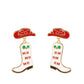 Cowgirl Christmas Earrings in Red, White & Gold