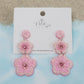 Flower Duo Beaded Earrings - Light Pink