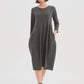 DIAGONAL SEAM KNIT DRESS - Charcoal