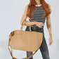 Vegan Leather Los Angeles Oversized Tote Bag - Beige