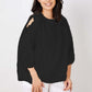 Abigail Shoulder Detail Linen Top Black (One Size)