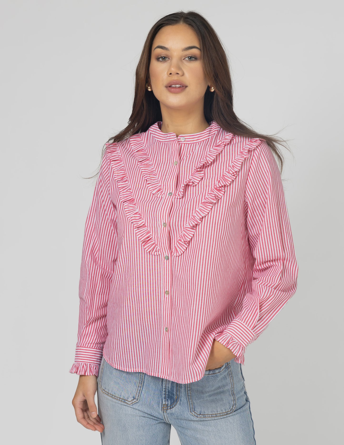 Cici Blouse Tomato Stripe