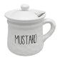 WHITE CERAMIC MUSTARD POT