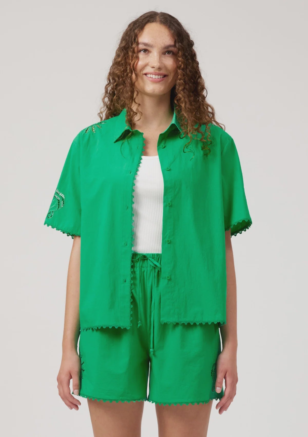 Larissa Broderie Shirt - Green