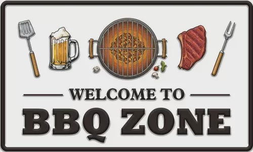 Enamel Wall Sign - Welcome to BBQ Zone 46cm x 28cm