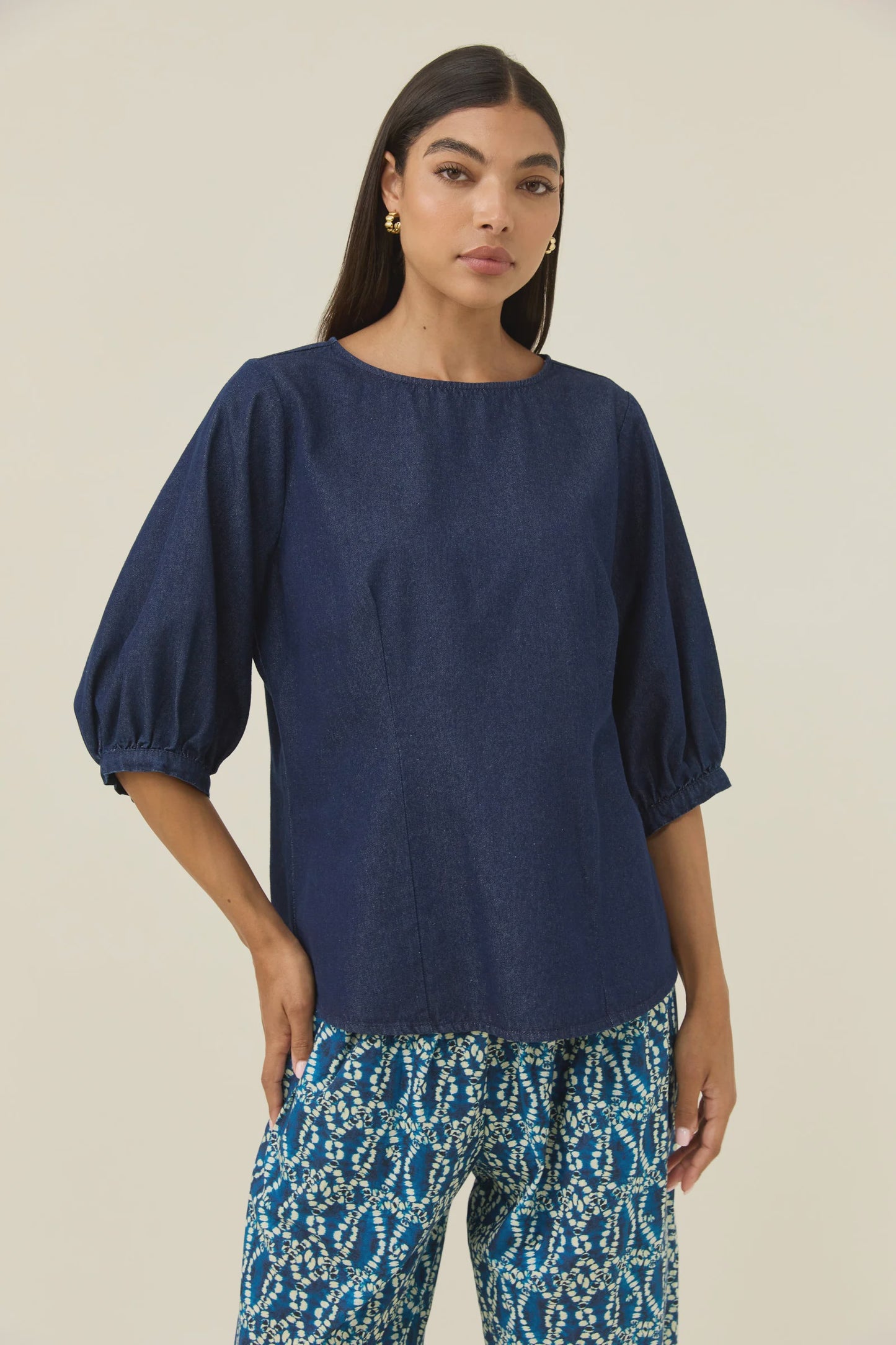 Sloane Denim Top Indigo
