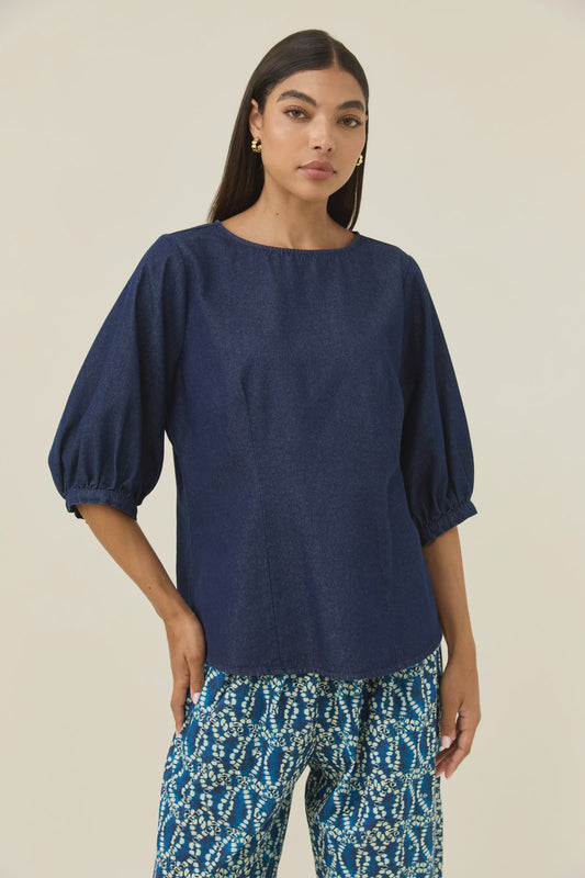 Sloane Denim Top Indigo