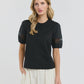 Alex Cotton Sleeve Tee - Black