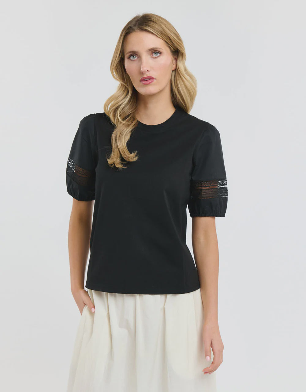 Alex Cotton Sleeve Tee - Black