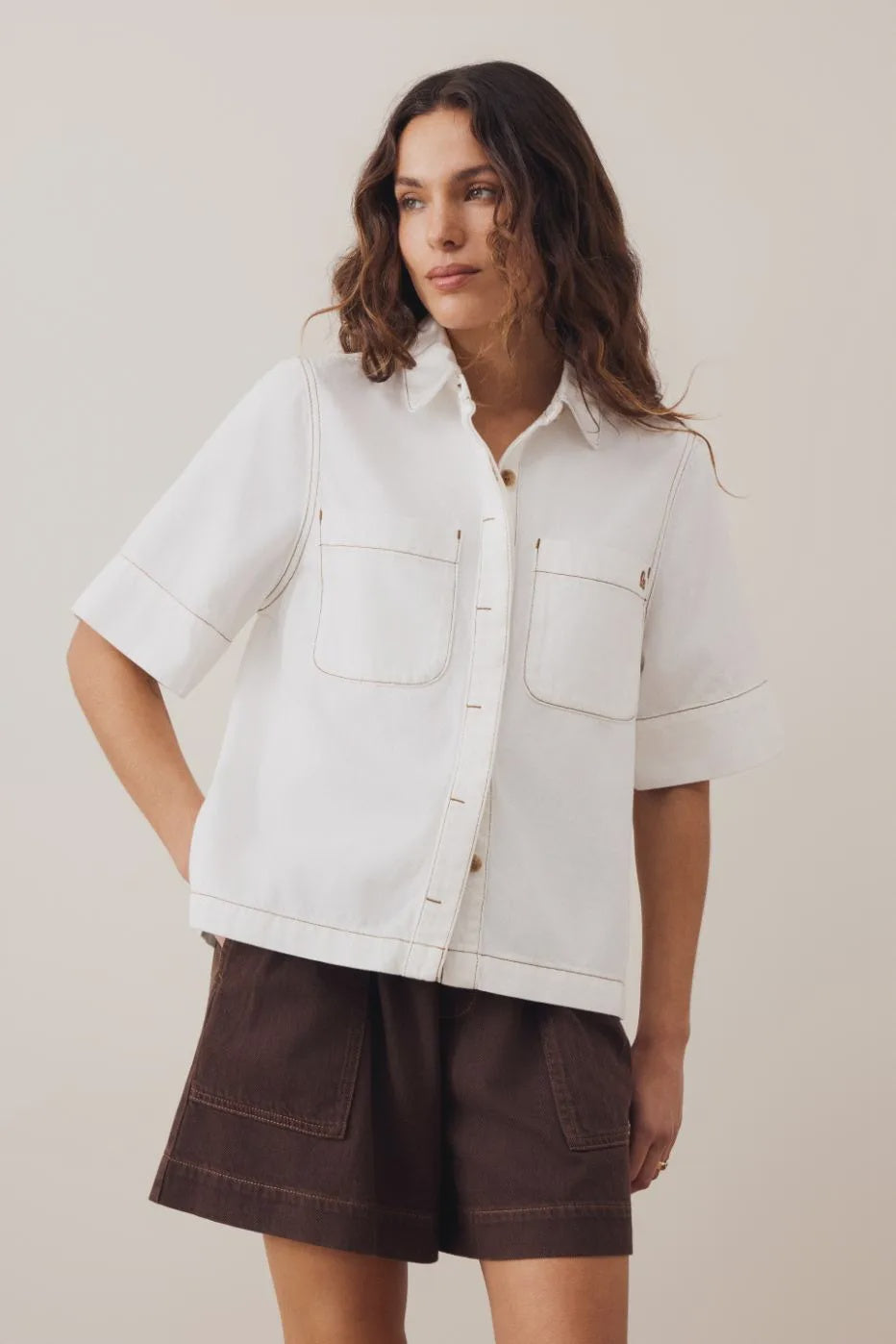 NOA SHORT SLEEVE SHIRT / FRESH ECRU