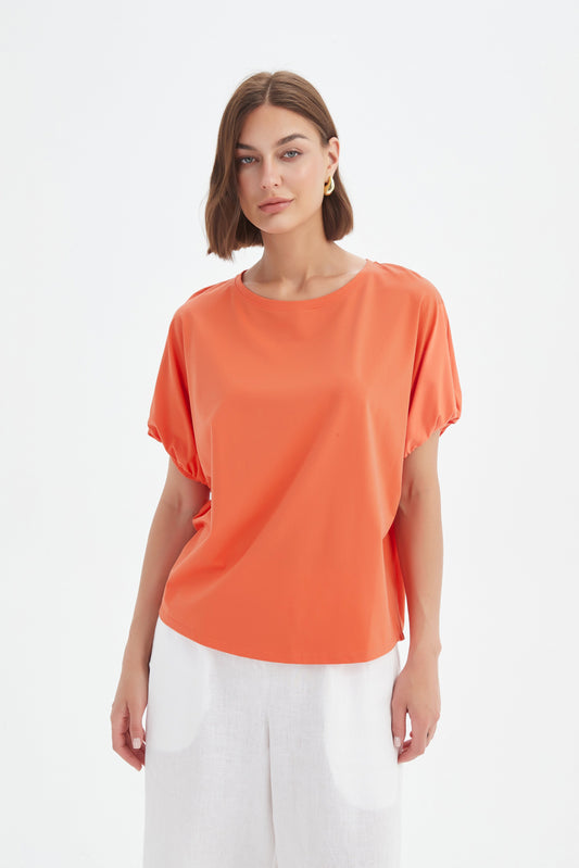 Bubble Sleeve Tee -  Orange Ember