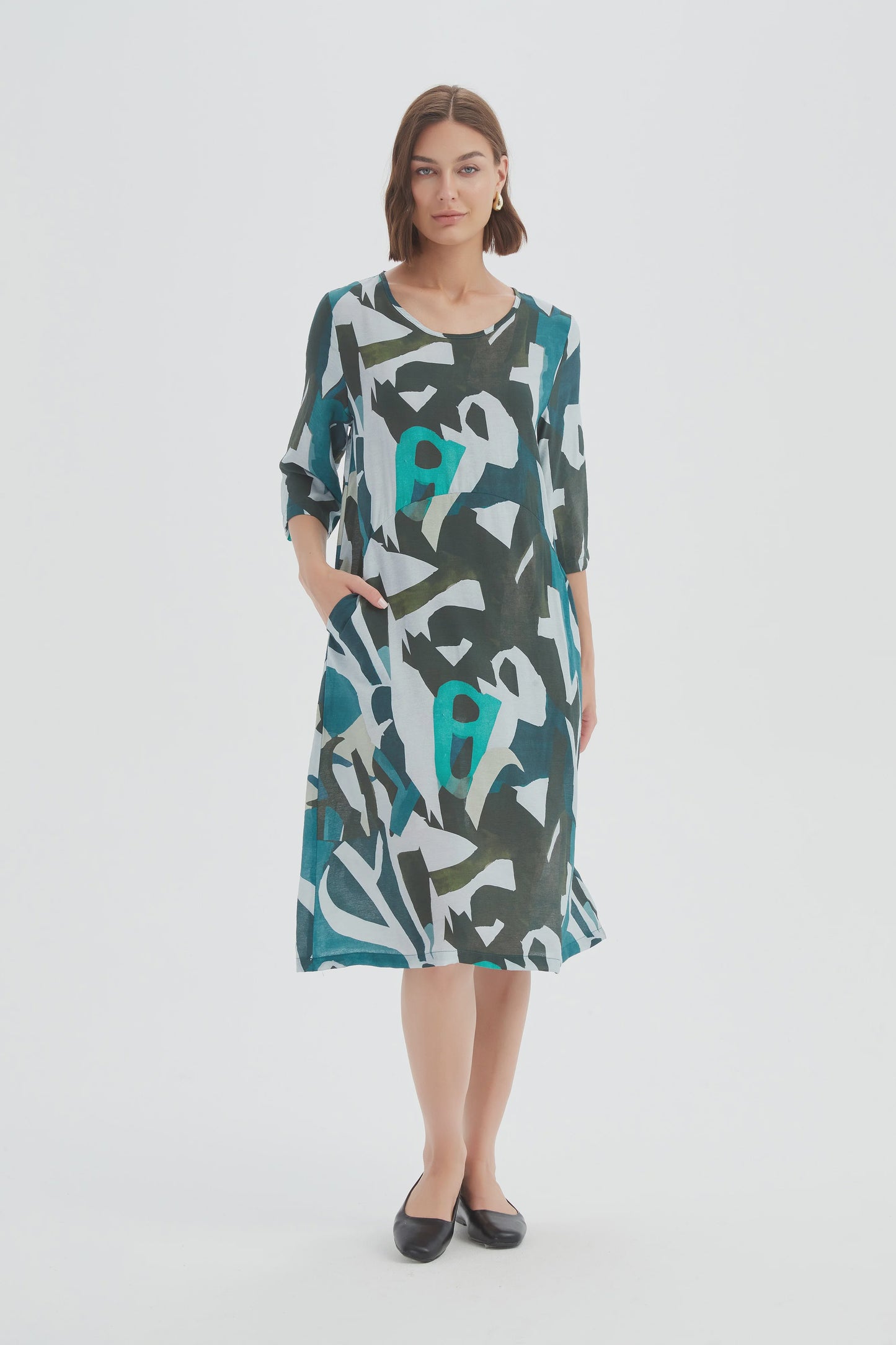 Curve Seam Print Dress