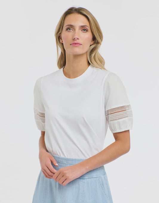 Alex Cotton Sleeve Tee - White