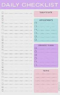 Pastel Daily Planner Note Pad