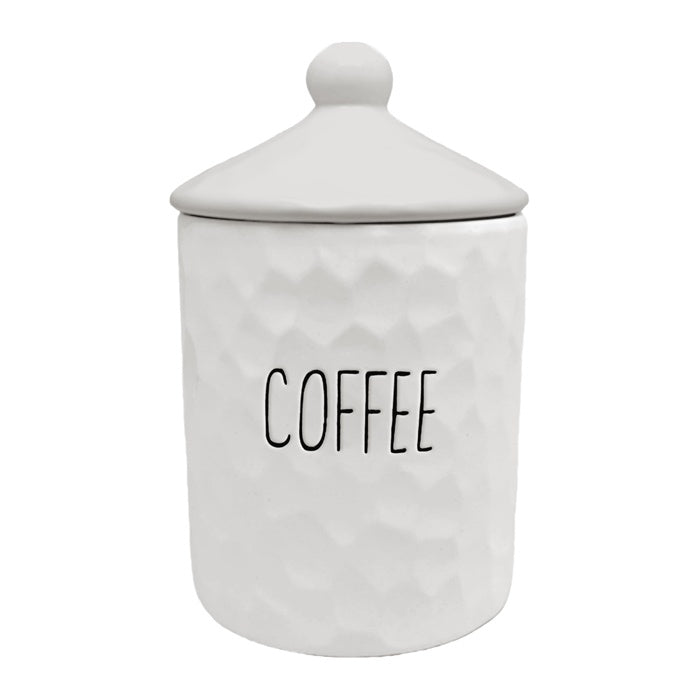WHITE CERAMIC COFFEE CANNISTER