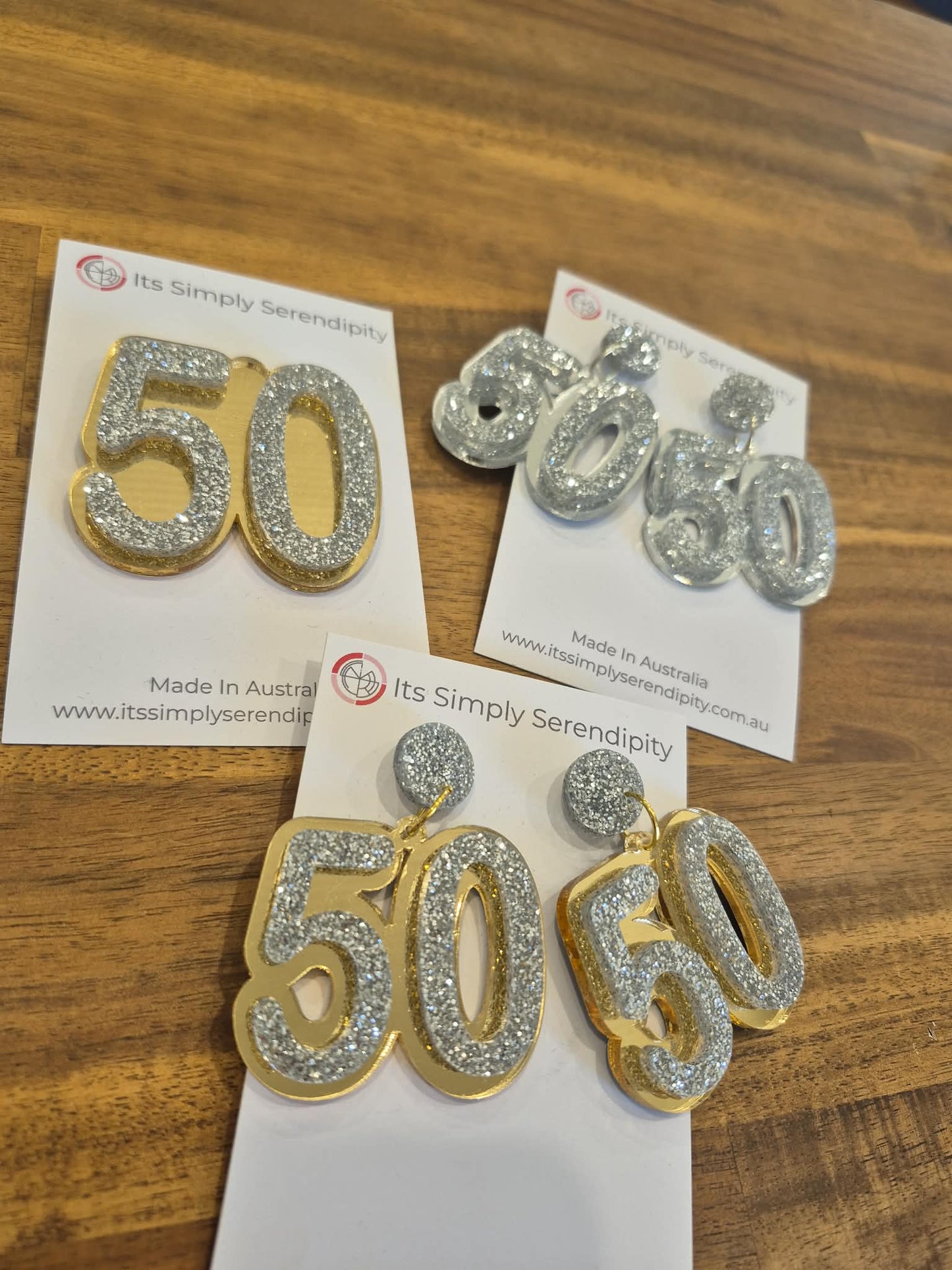 50 Birthday Earrings Silver / Silver