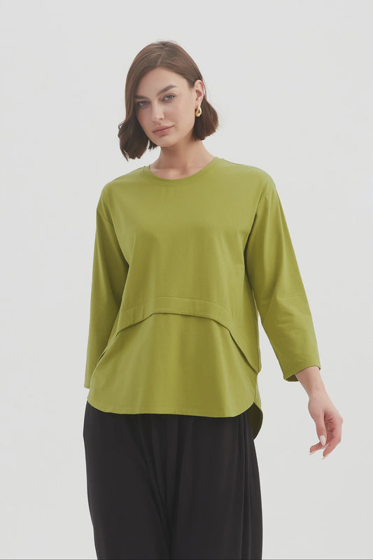 Curved Seam Top - Chartreuse