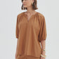 Gathered Notch Neck Top Russett