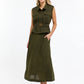 Perry Linen Vest - Khaki