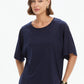 Wide Sleeve Yoke Tee - Navy