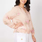 Ally Silk Cotton Viscose Bomber Jacket Dusky Pink