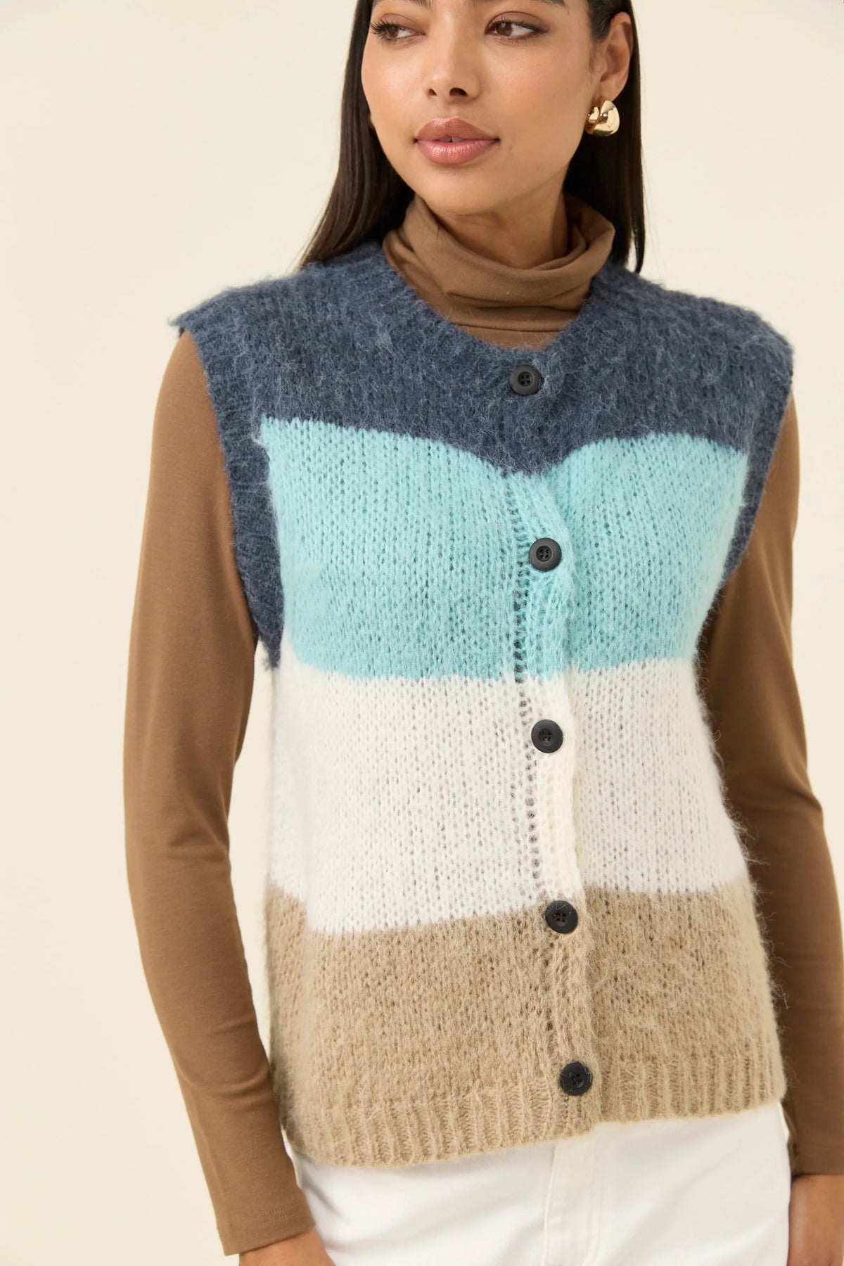 Pallas Stripe Knit Vest - Ice Blue