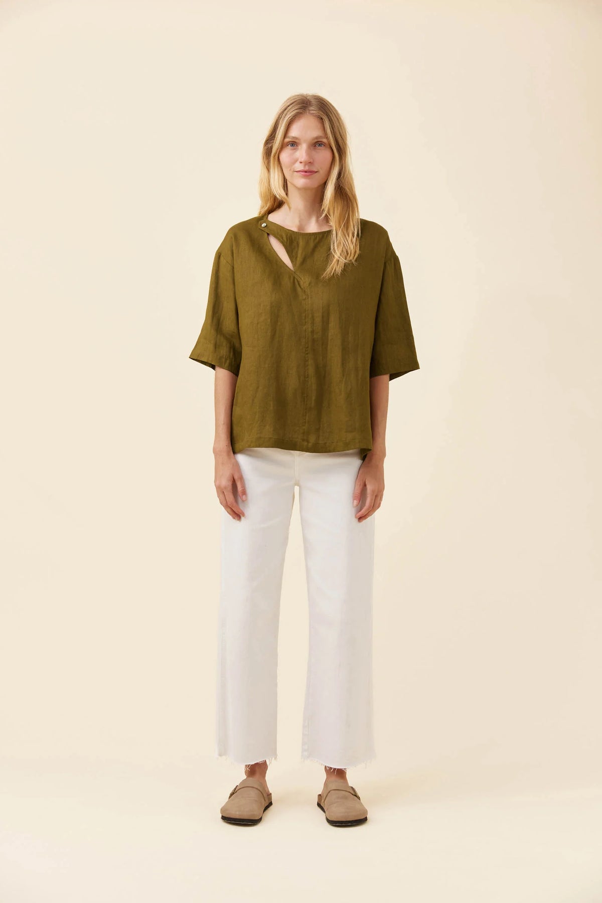 Anita Button Top - Olive