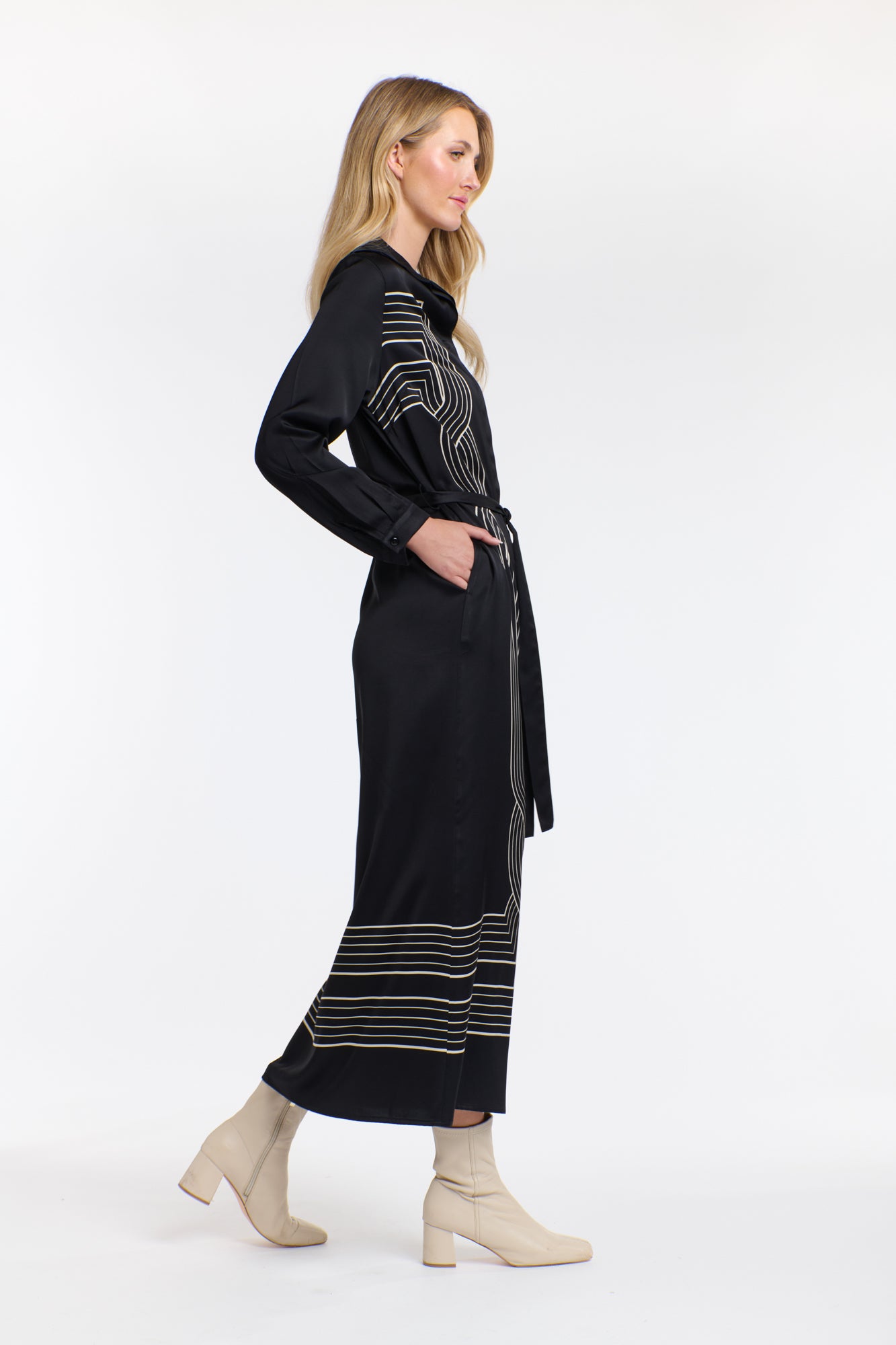 Lorena Print Dress - Black