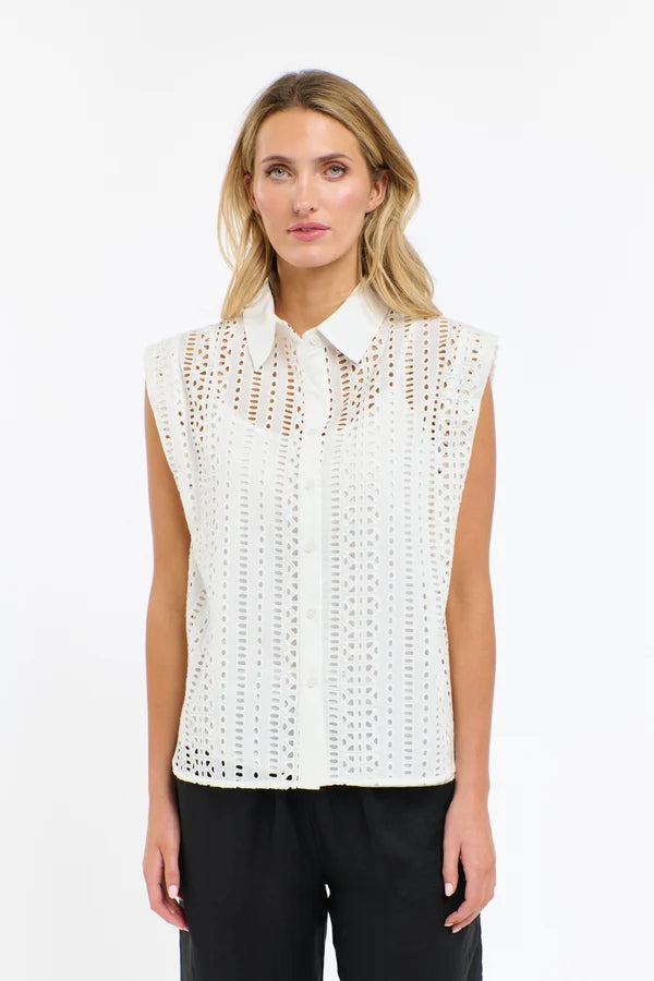 Casey Embroidered Shirt - White