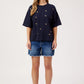 Elba Heart Embellished Tshirt - Navy