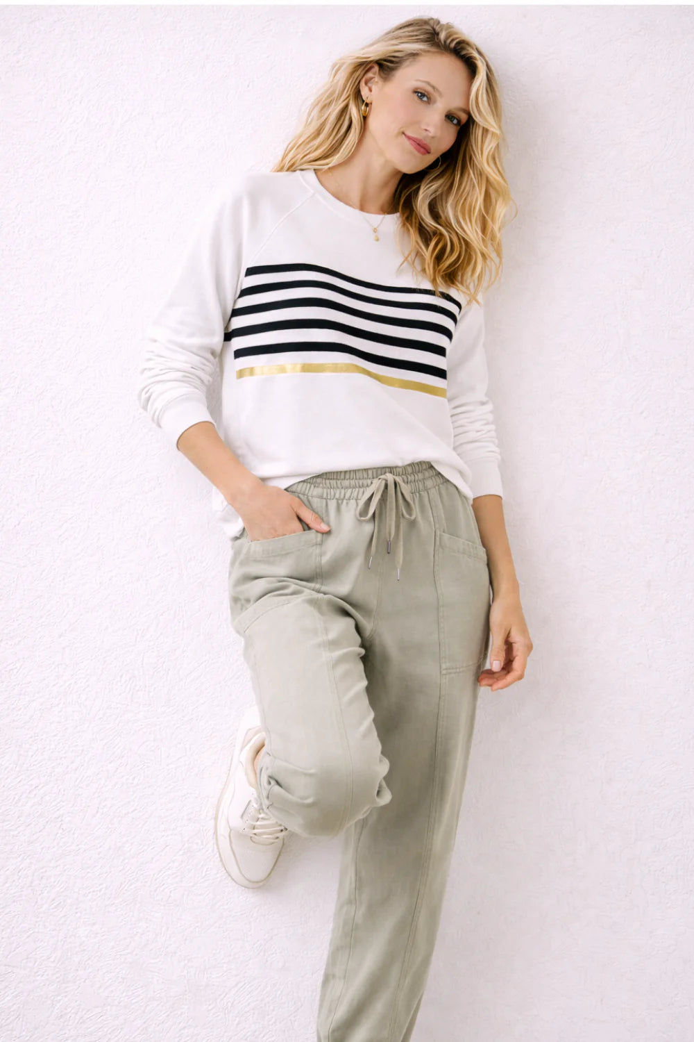 Bally Sweater White - Stripes