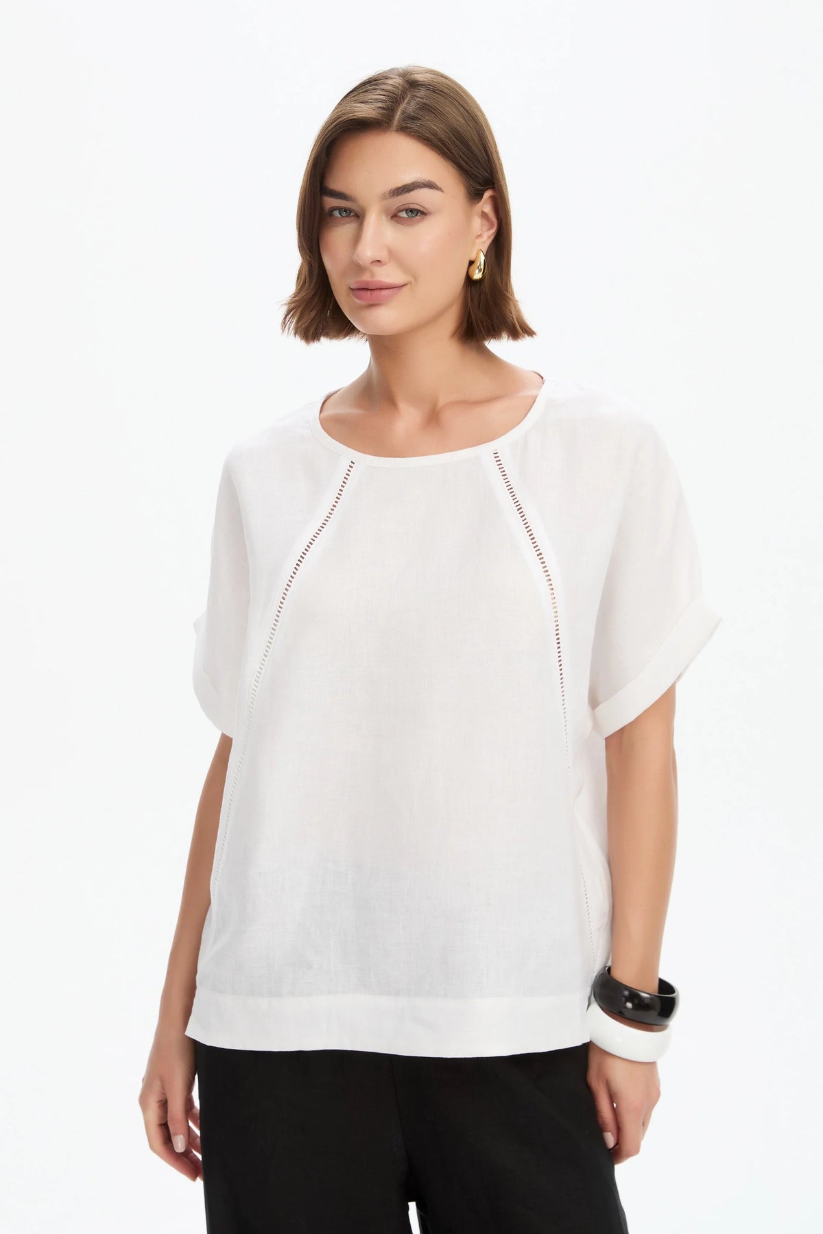 Ladder Raglan Sleeve Top - White