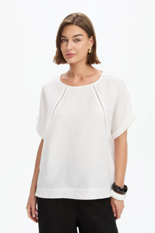 Ladder Raglan Sleeve Top - White