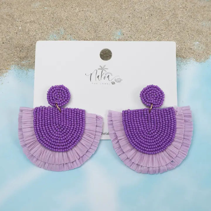 Tropics Beaded Raffia Earrings (5 Assorted Colours)