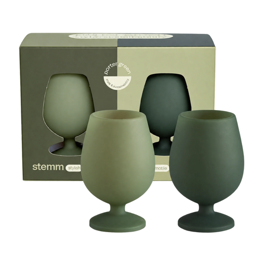 sage + olive | stemm | silicone unbreakable wine glasses