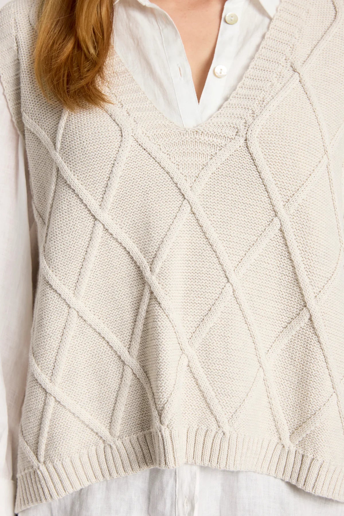 Liora Knit Vest - Bisque